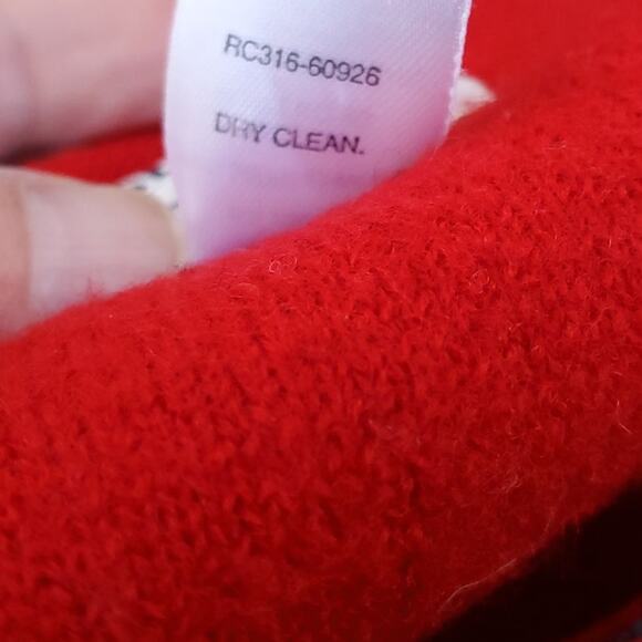 Vintage Pendleton Red Gray Wide Stripe Merino Wool Sweater Whipstitch V-neck M - Picture 12 of 13